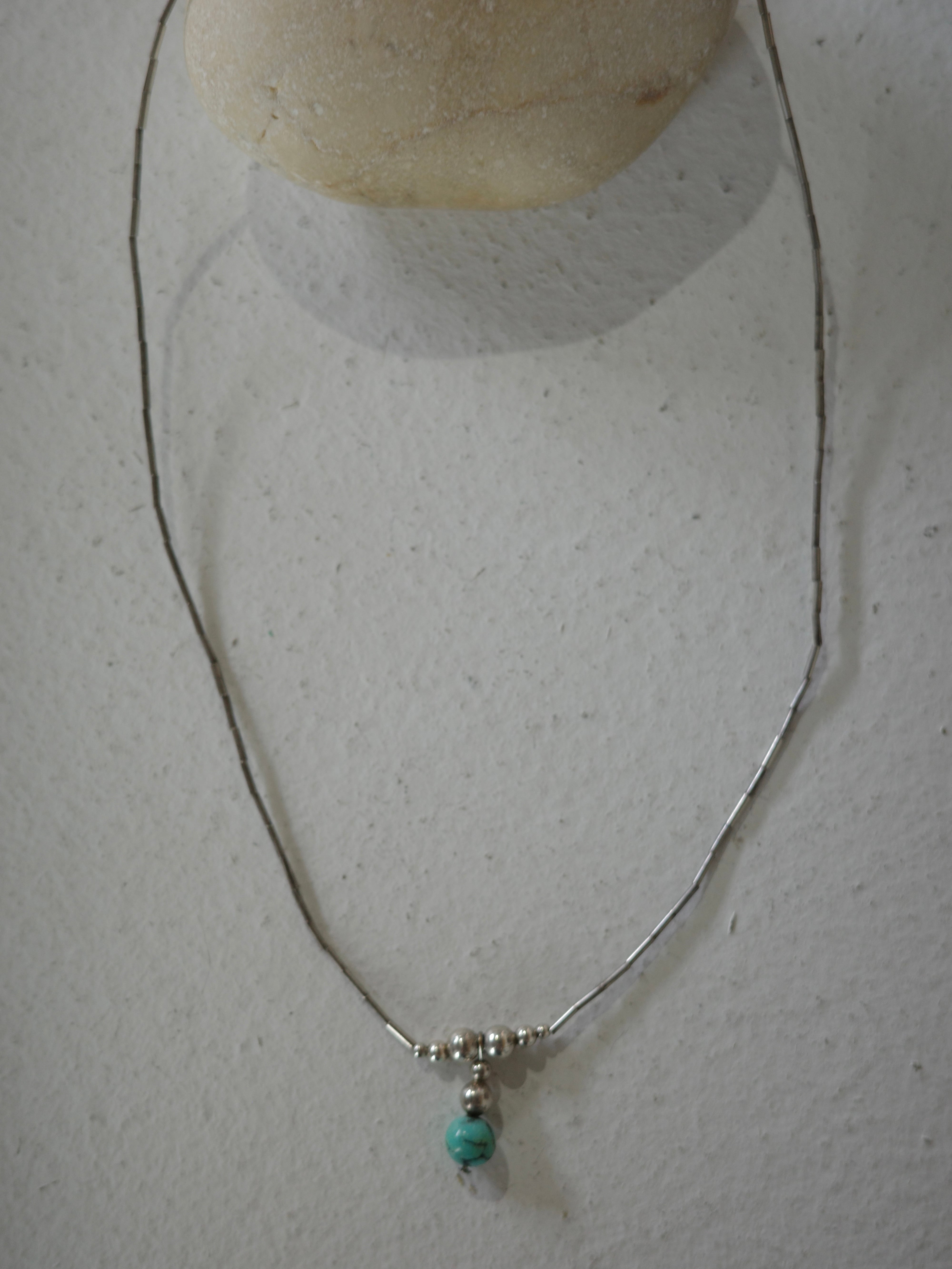 <vintage> liquid chain turquoise motif necklace