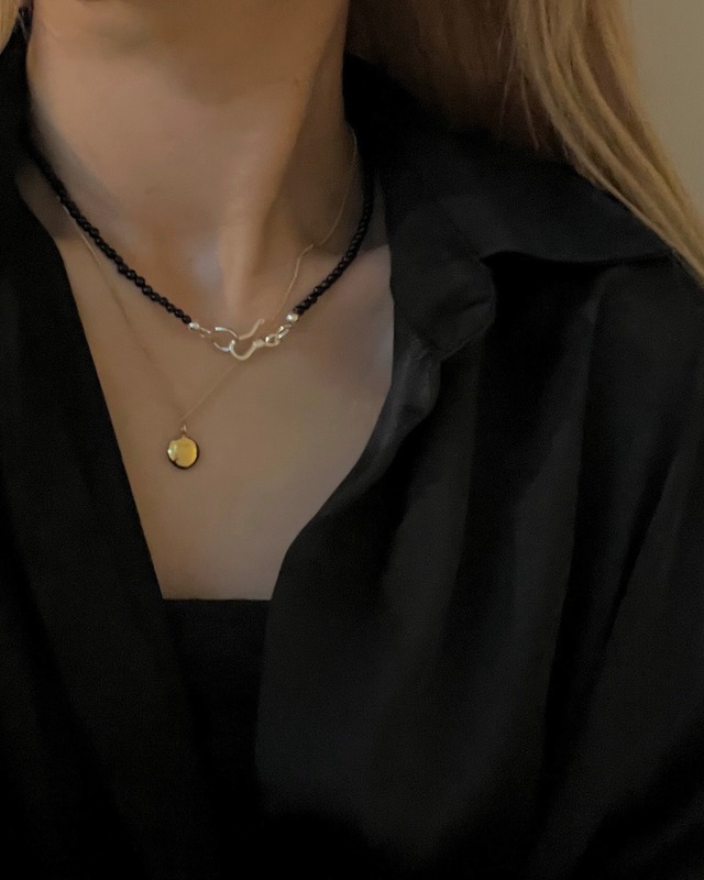 S925 Onyx 2way hook necklace (N241)