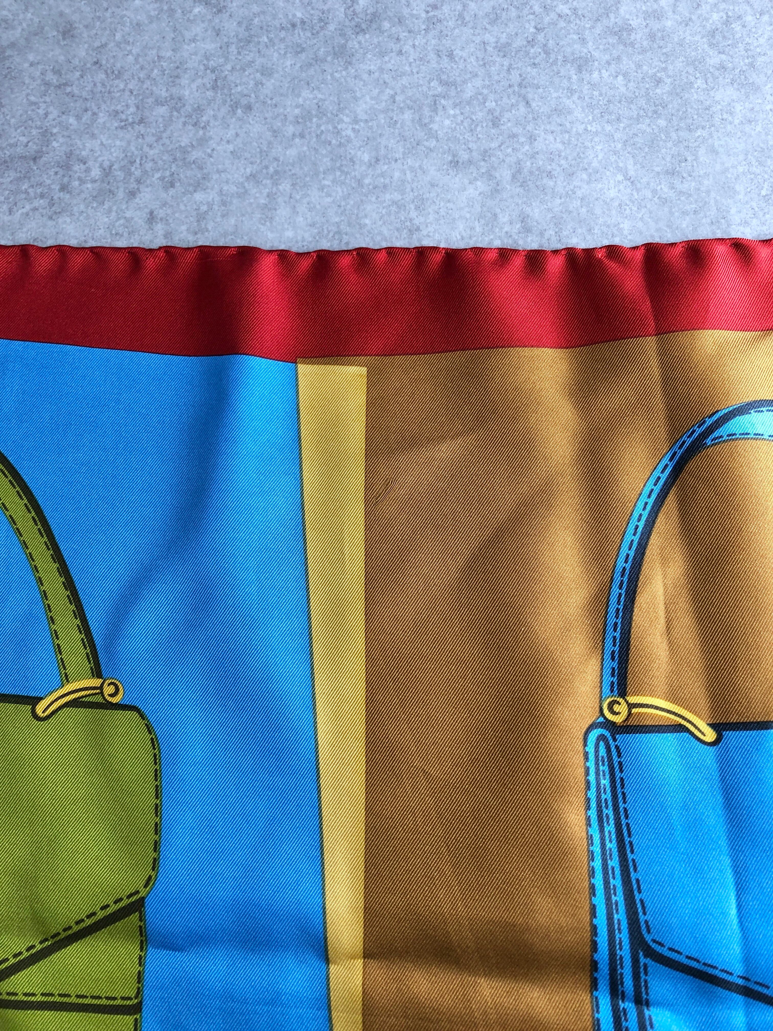 CELINE セリーヌ スカーフ レッド バッグ柄 シルク vintage