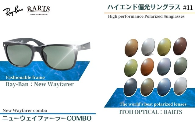 オリジナル偏光サングラス #11 ニューウェイファーラー × RARTS 釣り Ray-Ban レイバン NewWayfarer フィッシング アウトドア ドライブ サイクリング ゴルフ キャンプ