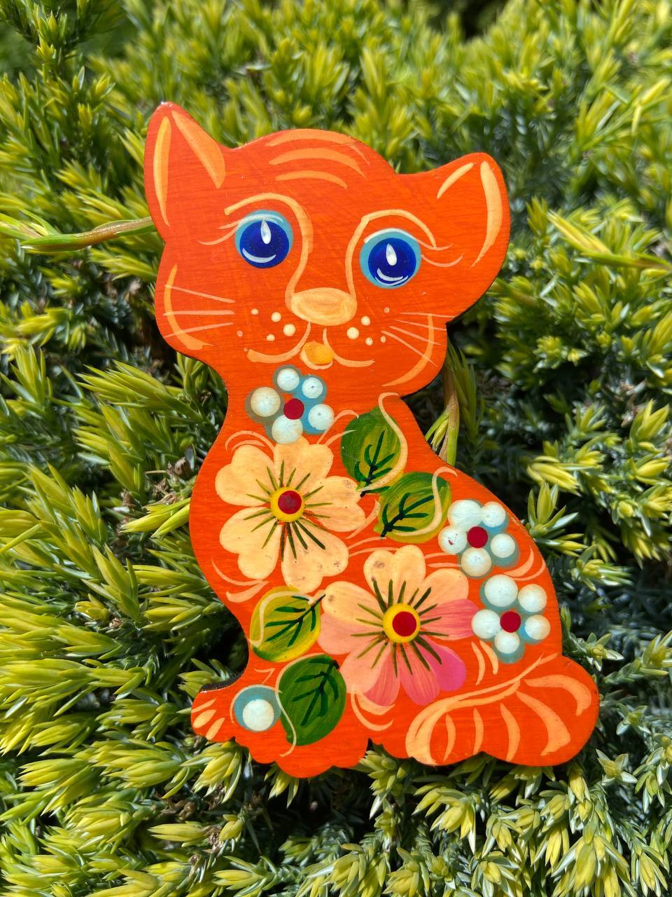 ペトリキフカ塗り 木製マグネット キャット 猫（Khomenko作