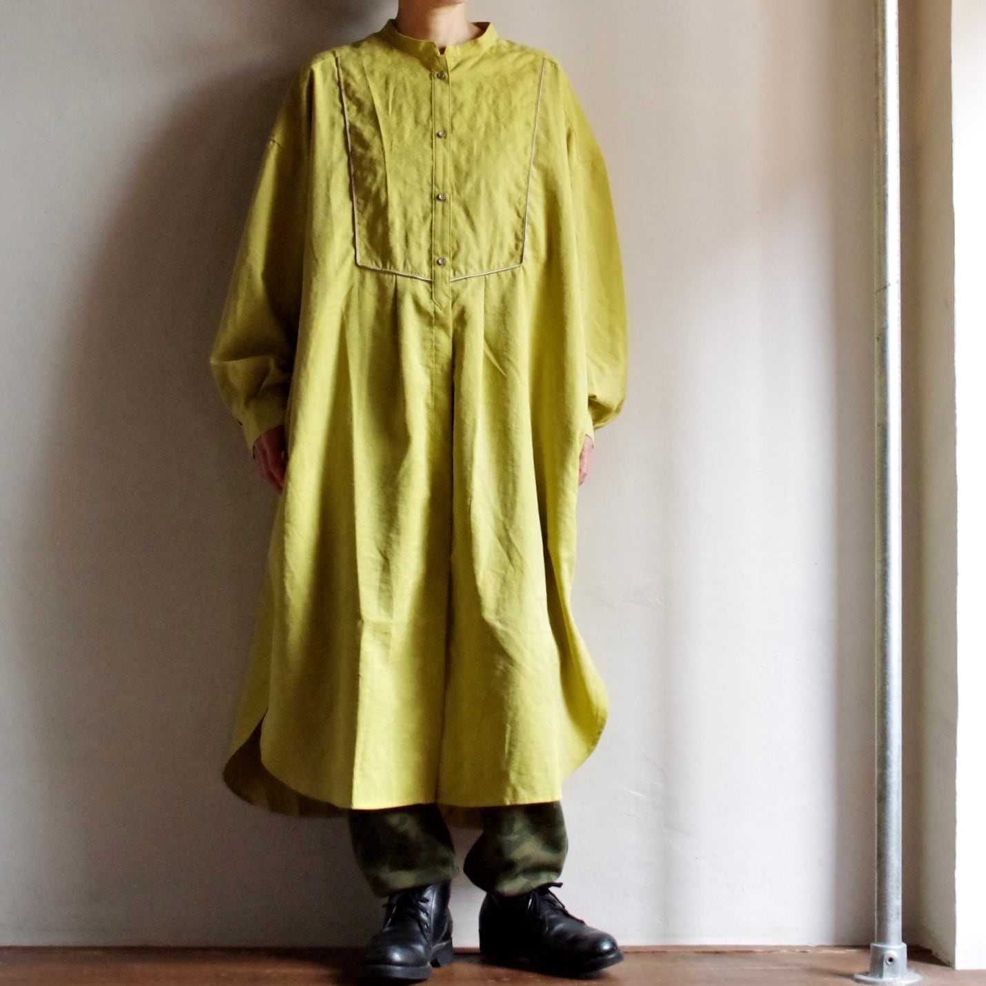 Select Item Air Flow Dress Shirt #yellow / エアフロー ドレス シャツ / シャツワンピ