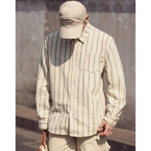 【Ollieo】Hong Kong Style Loose Stripe Shirt