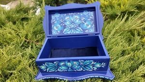 ペトリキウカ塗りのジュエリーボックス 24cm（ティモシェンコ作）ウクライナ製