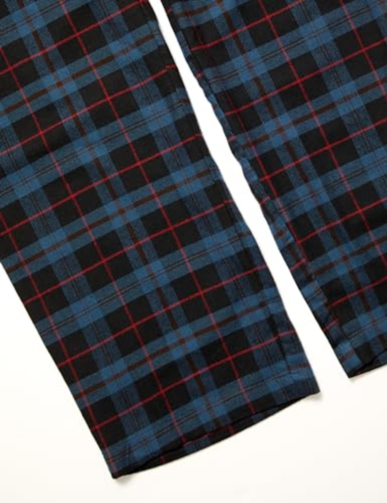 パジャマボトムス 高通気性 フランネル メンズ ブラック ブルー チェック柄 L