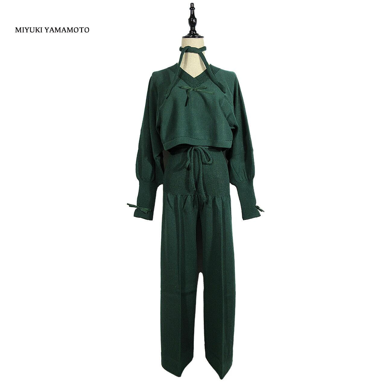 625 dark green ribbon tops / ダークグリーン リボン トップス