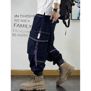 Utility cargo denim jogger pants 1307