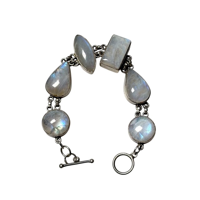vintage silver moonstone toggle bracelet