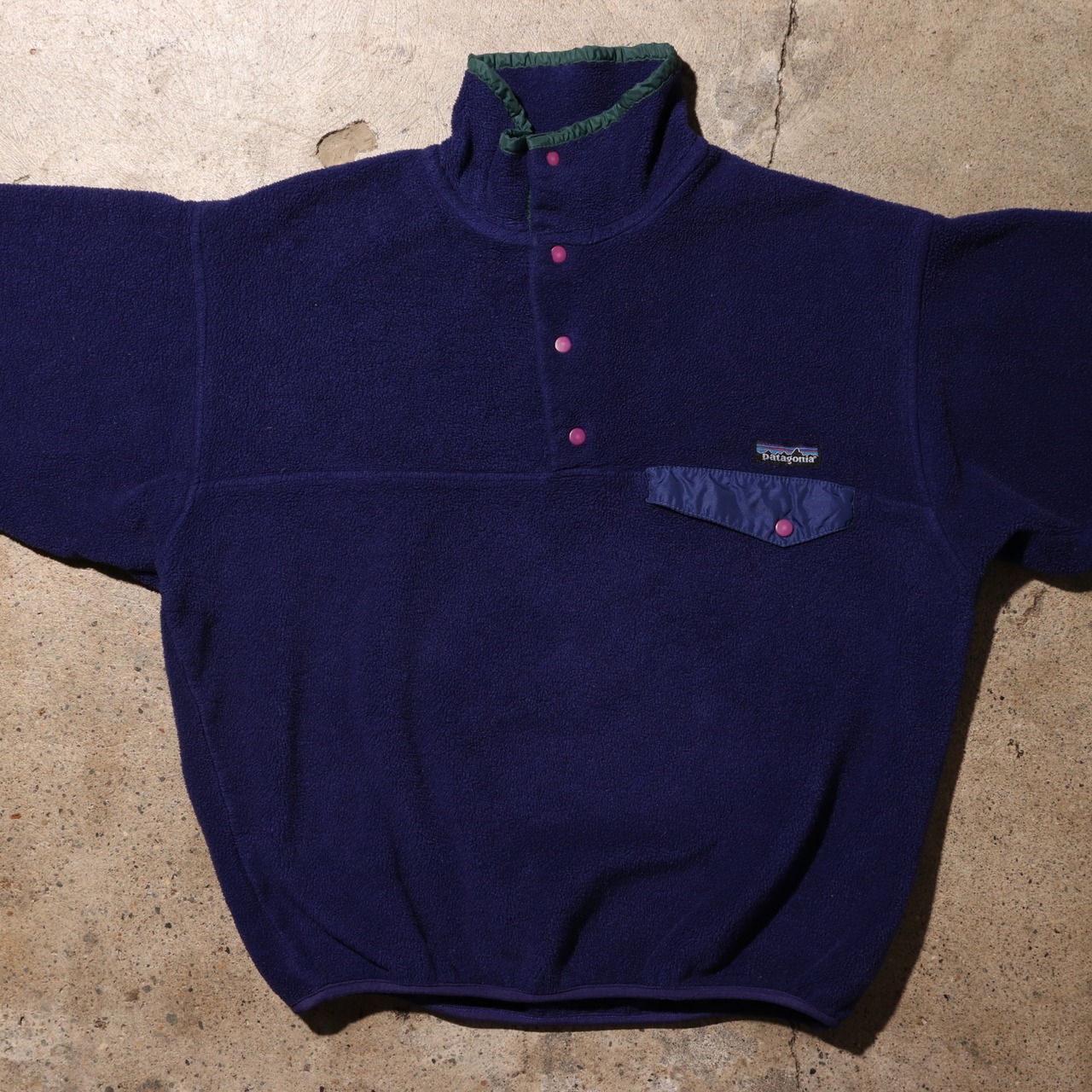 美品 M USA 90s 青紫 スナップT Patagonia パタゴニア フリース synchilla snap-t