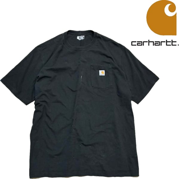 1点物◇カーハートCarharttビッグサイズ黒ポケットTシャツ半袖ポケT