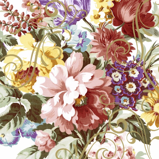 2021春夏【Paper+Design】バラ売り2枚 ランチサイズ ペーパーナプキン Ornate florals ホワイト