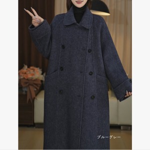 ダブルブレスト ミドル丈コート 7color W01417