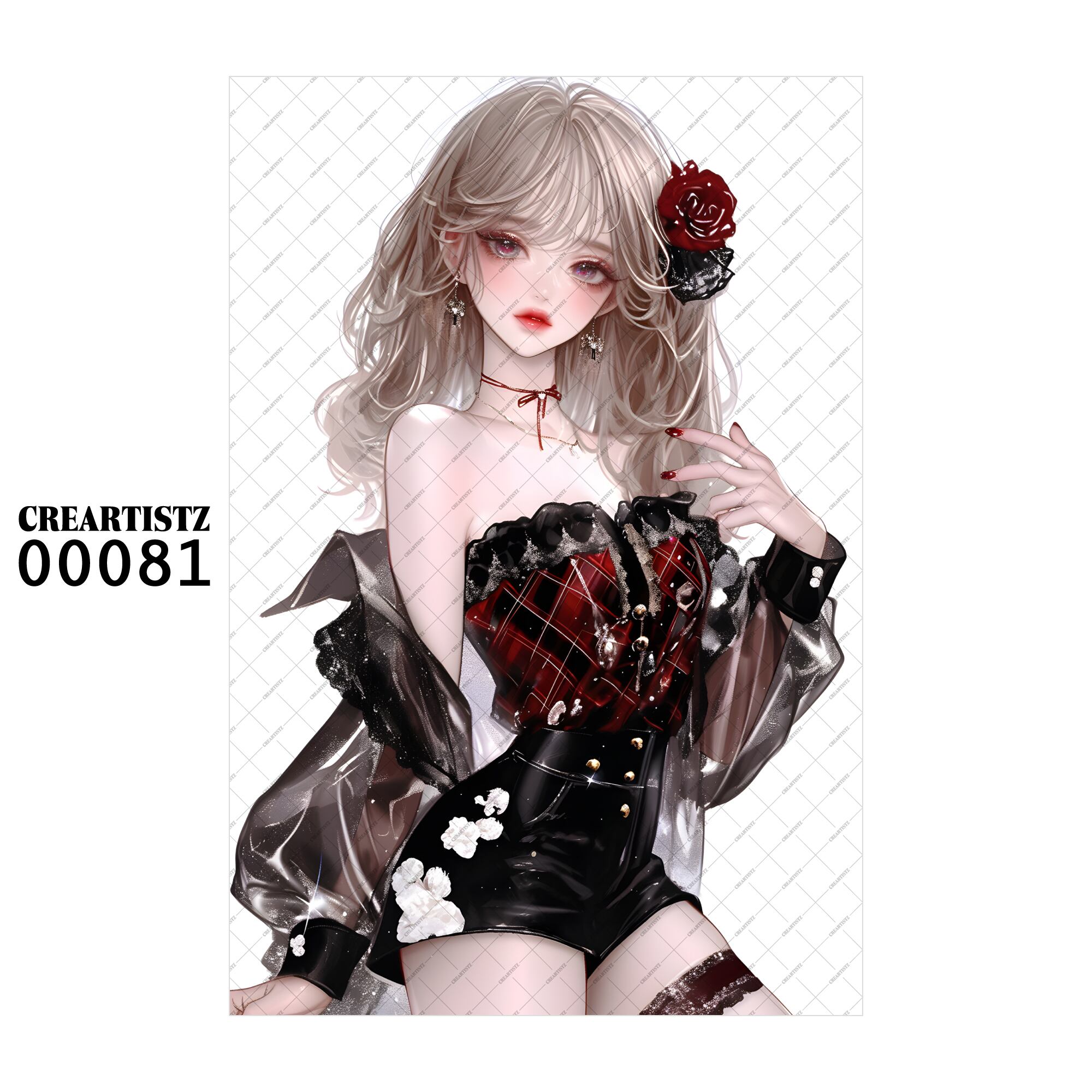 00081 ガール キュート オリジナル ペーパー/ステッカー 4枚セット CREARTISTZ