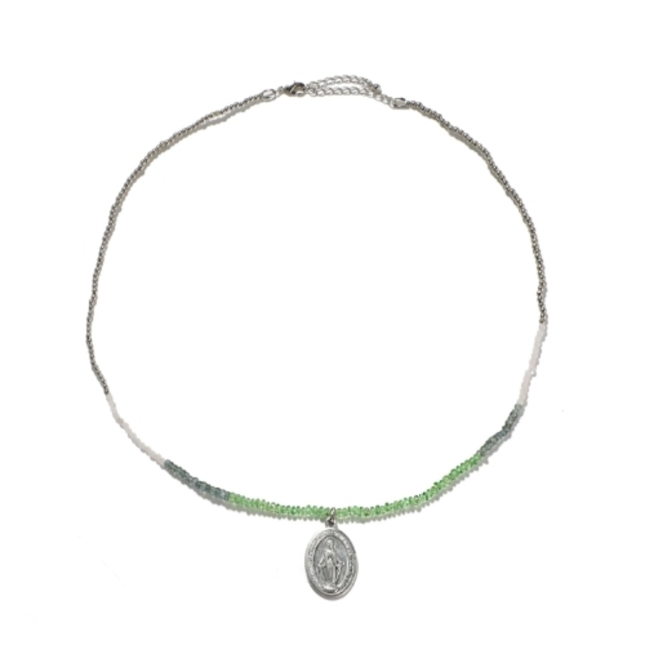 【LOVEBUZZ】ペンダント：シルバーメダイユと砂漠のオアシスの風を感じるネックレス