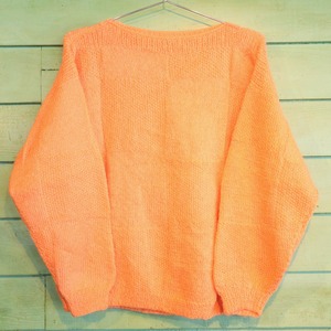 Panel Designed Mohair Knit Sweater Orange