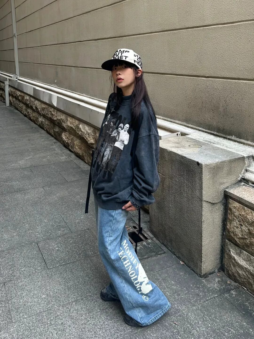 春秋 カジュアル アメリカン ユニセックス オーバーサイズ ユニ