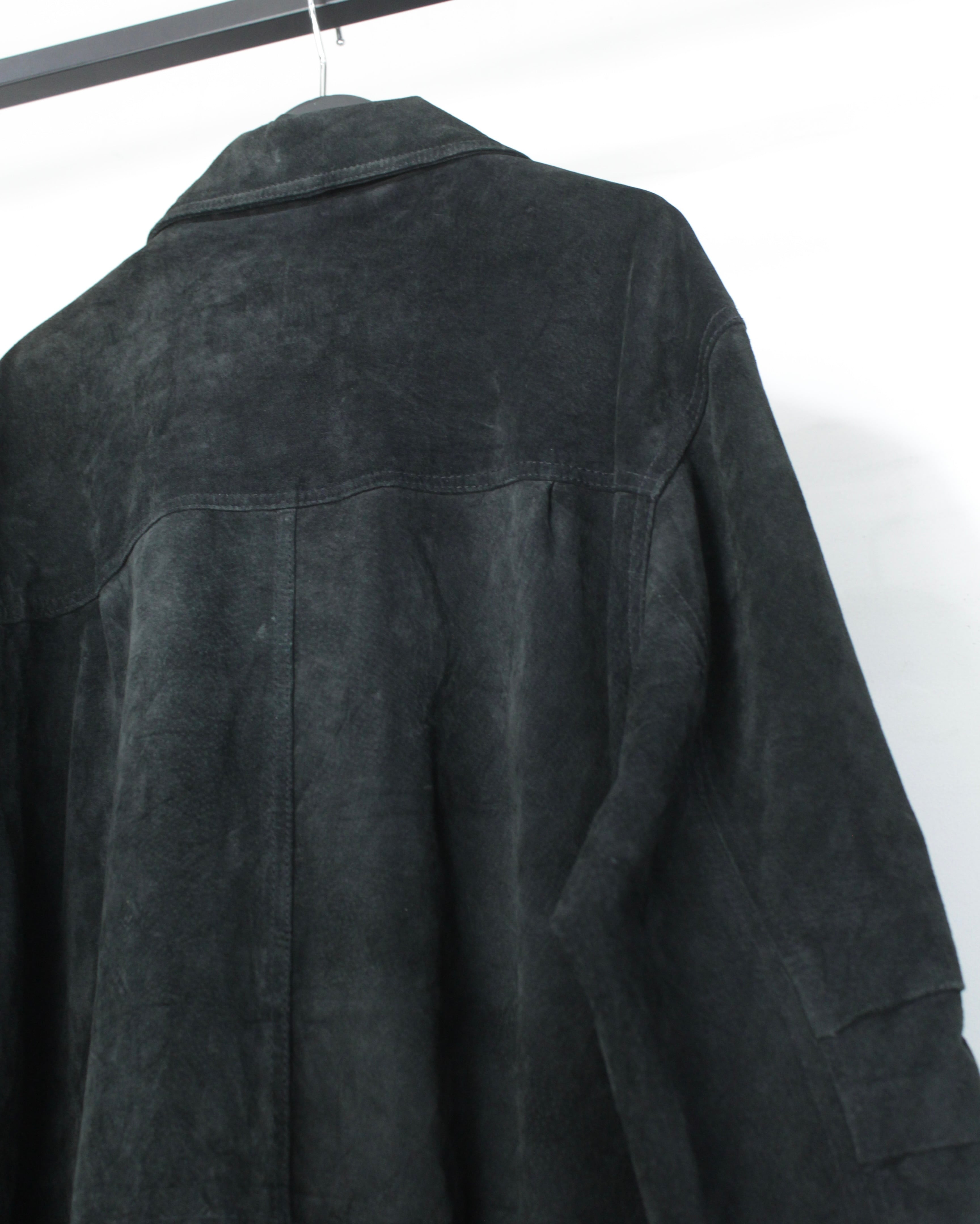 Caka BLACK】“WILSONS” Draw Code Gimmick Vintage Zip Up Suede
