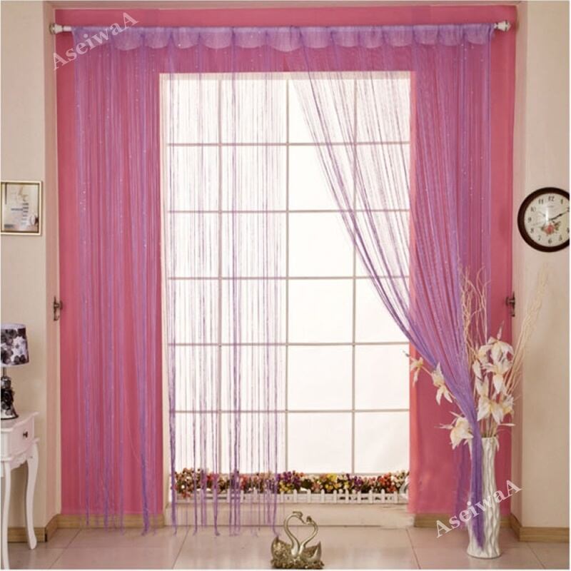 パープル AseiwaA キラキラ ラメ入り ひものれん 間仕切り のれん