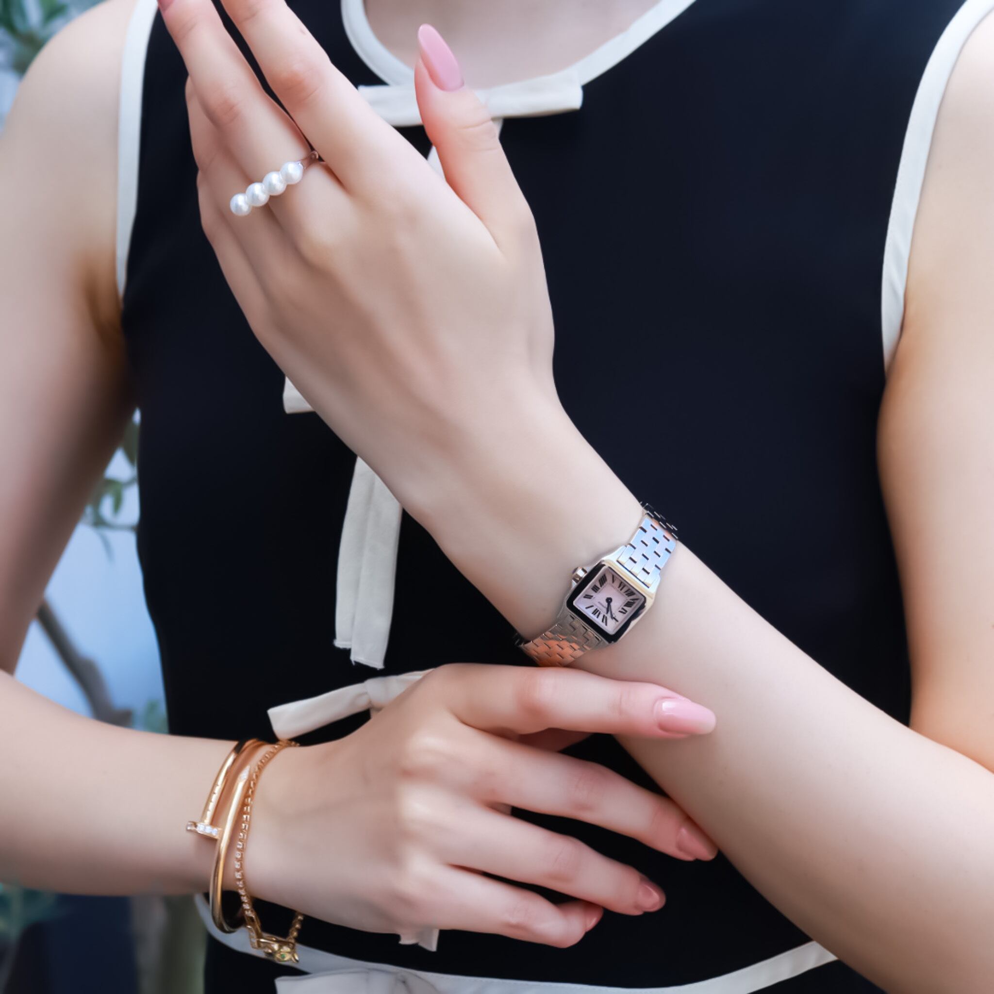 カルティエ サントスドゥモワゼル SM ピンクシェル PGコンビ | Ante