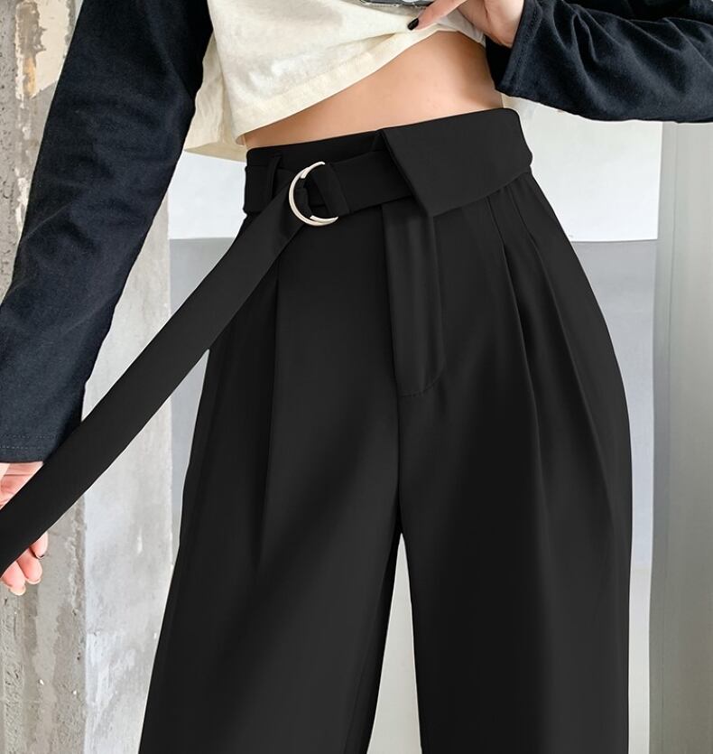 ボトムス ストレートパンツ パンツ ベルト付き ワイドパンツ ロング