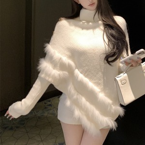 フェザーディティール ニットトップス T016