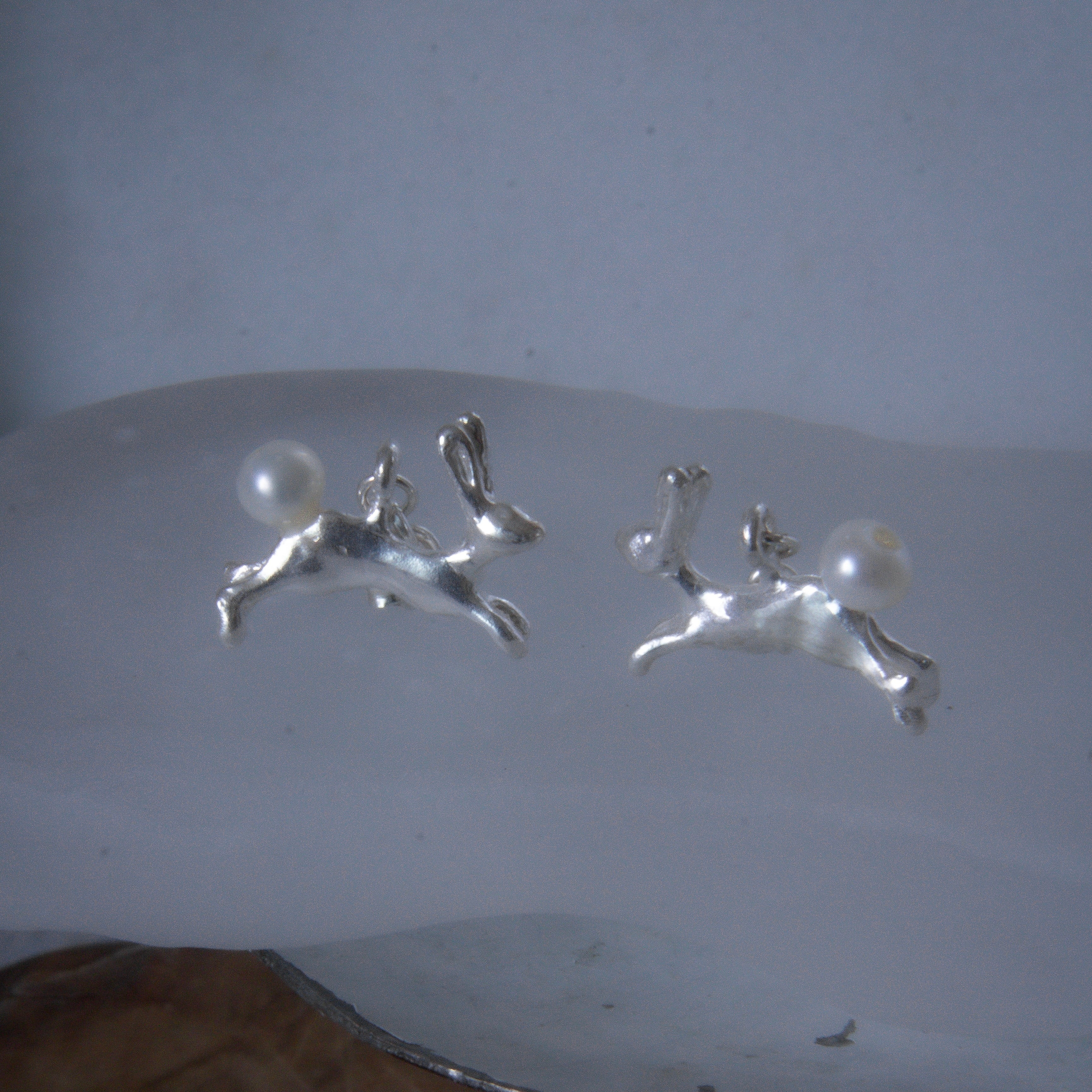 野うさぎピアス(シルバー)