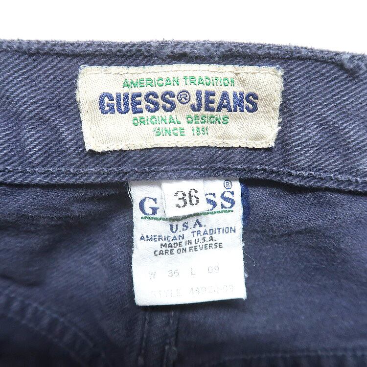 古着 90年代 USA製 ゲス GUESS ショートパンツ ハーフパンツ ネイビー