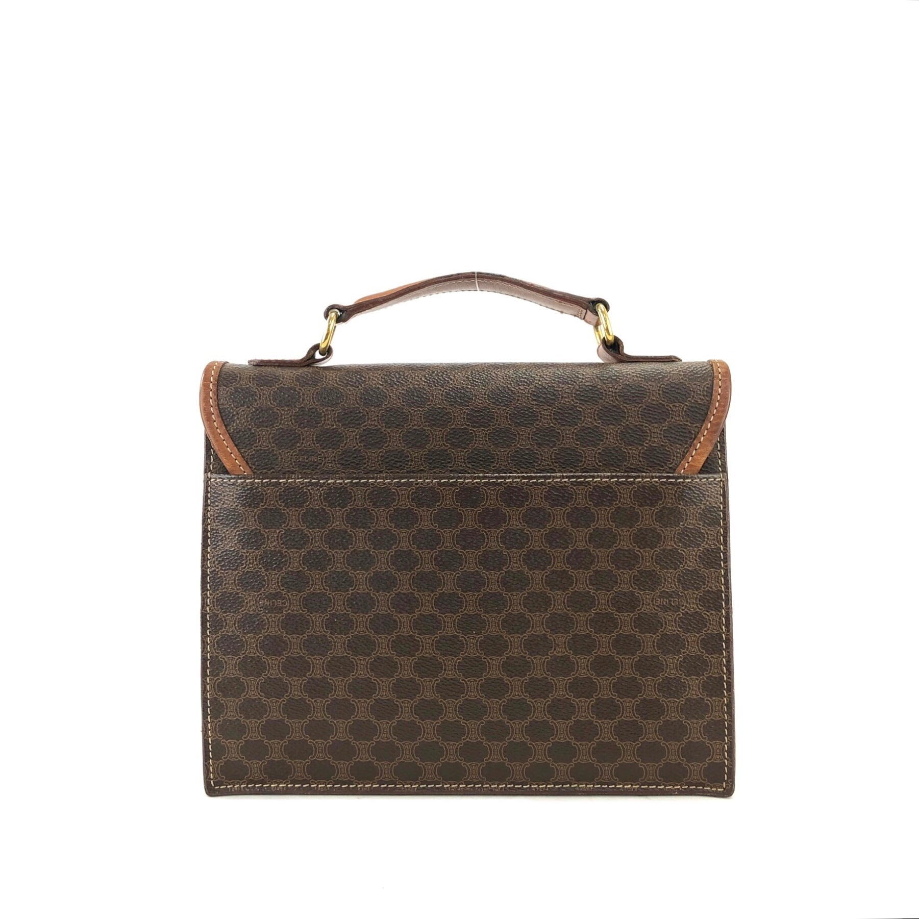 CELINE セリーヌ　マカダム　ハンドバッグ　ブラゾン　オールドセリーヌ CELINE セリーヌ マカダム ブラゾン型押し スクエア ハンドバッグ