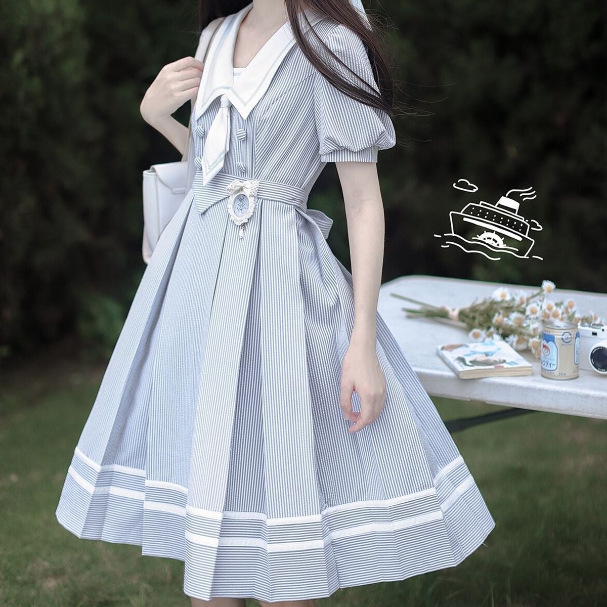 ハートレースリボンセーラーワンピース – レディースファッション通販の夢展望【公式】 ディアマイラブ レースリボン学園セーラーワンピース 半袖