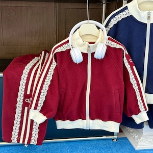 秋サイドレースジャケットパンツセット