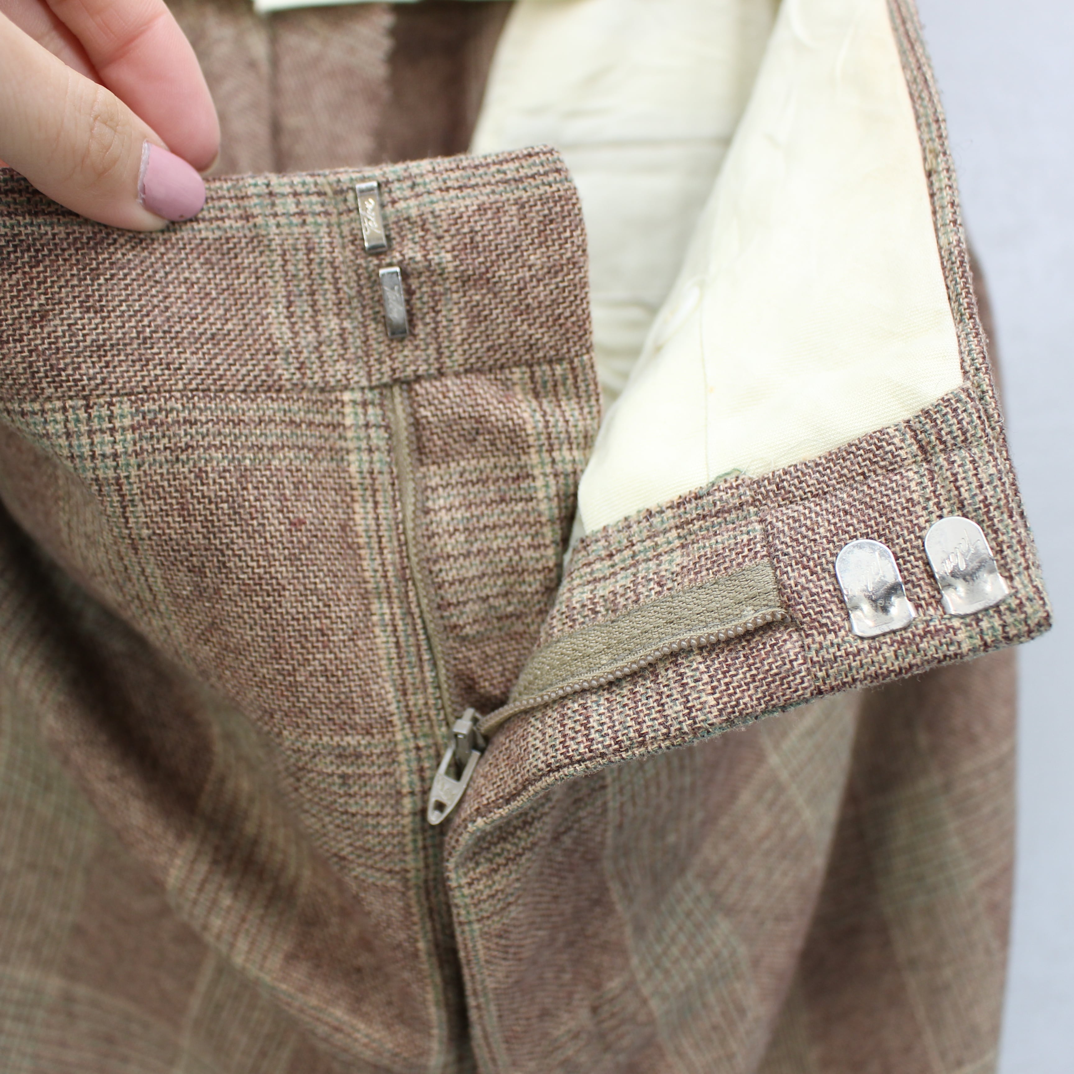 USA VINTAGE CHECK PATTERNED WOOL SLACKS PANTS/アメリカ古着チェック