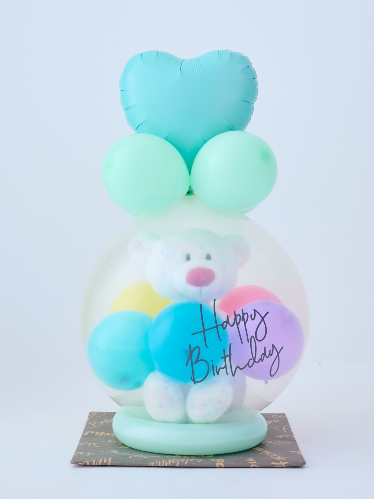 バルーンラッピング with GIFT カラフルベア ヘリウムバルーン付き