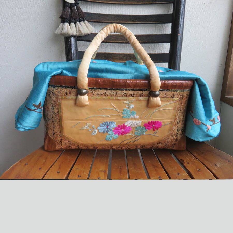 一閑張りバッグ“富士” 一閑張り 一閑張りバッグ 浮世絵 雲龍 古文書