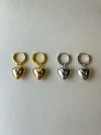 metallic heart hoop pierce/earrings