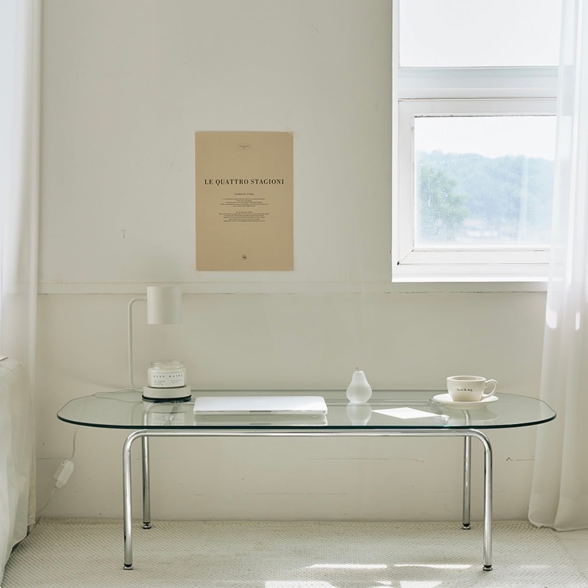 simple glass table 1200 / シンプル ガラス テーブル ソファー