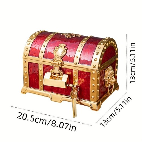 ジュエリーボックス ＜コーヒー＞ 2層 メタルジュエリーボックス 収納ボックス 小物入れ オシャレ メイクオーガナイザー クリエイティブ多層宝箱ロック付きブリキの箱 宝物箱 女の子へのギフト用