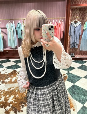 Vintage " Treble Clef Print Check Dress "