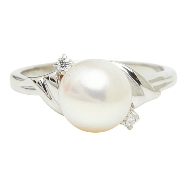 ミキモト 真珠 Pt950 プラチナ アコヤパール8.3mm ダイヤ リング 指輪 レディース MIKIMOTO 12号 【中古】