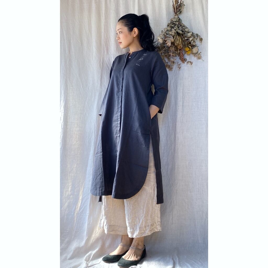 Partial Embroidery Kurta 鶴刺繍 コットン クルタ インド クルタ