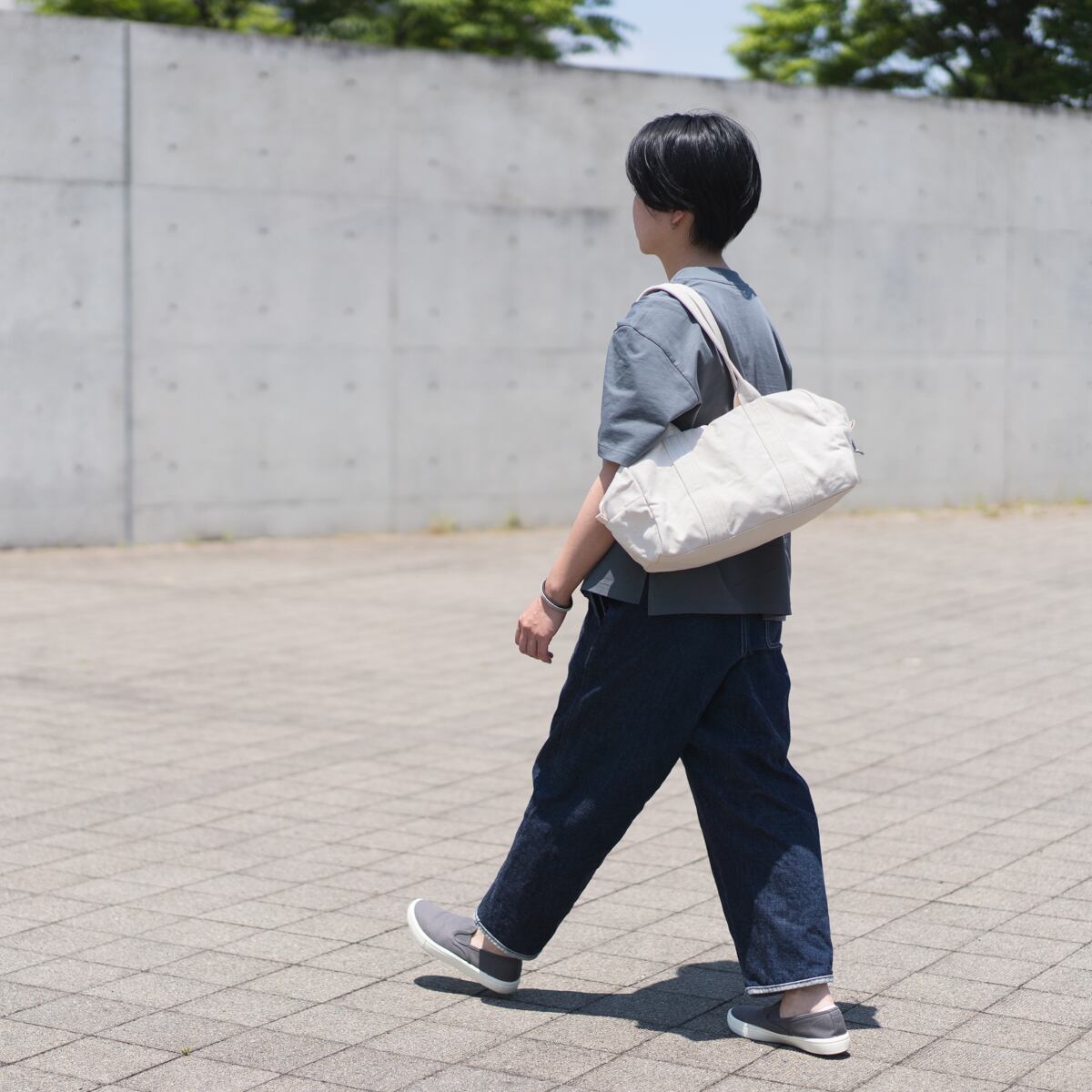 帆布のボストンバッグS 生成り | Fuku