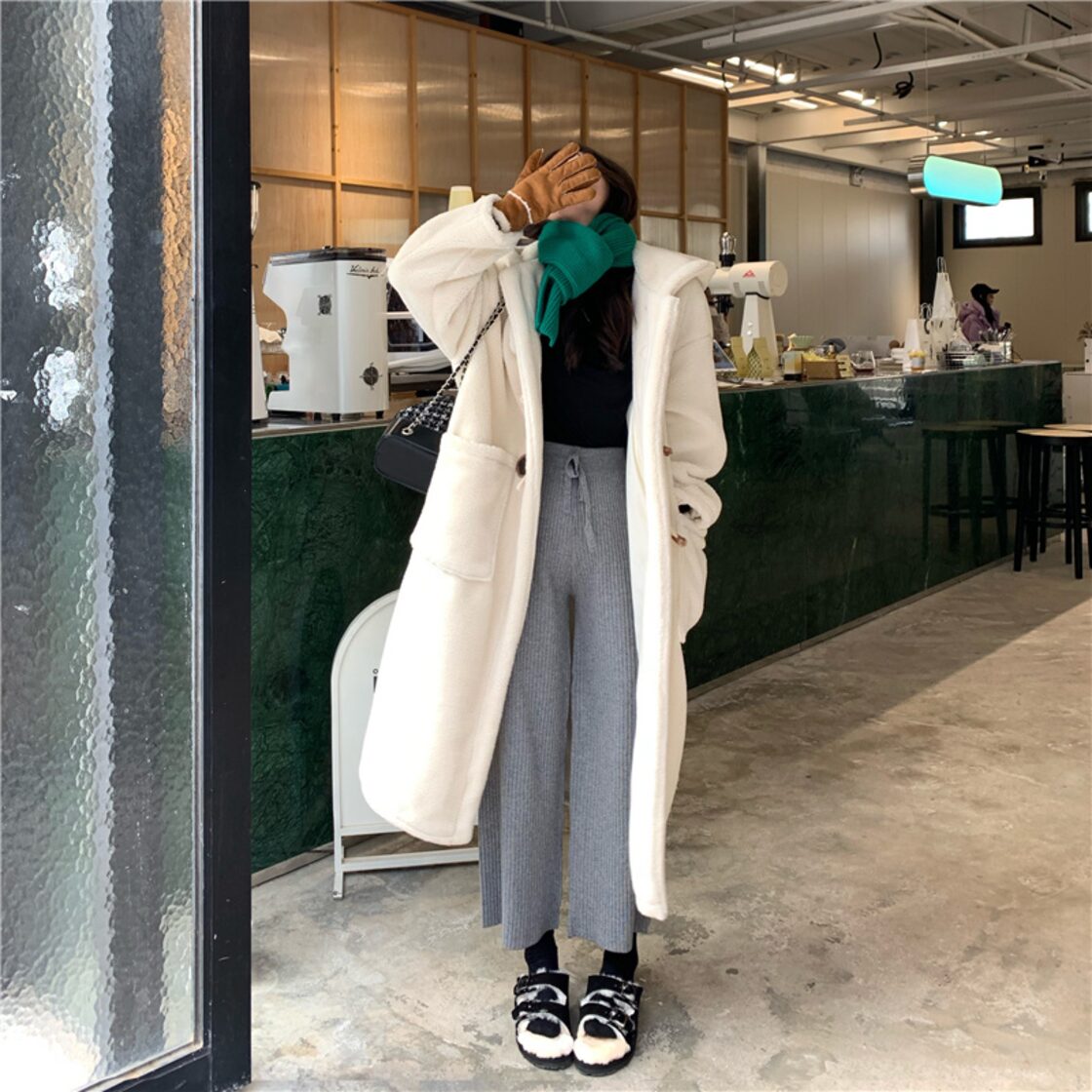女性のためのルーズな韓国スタイルのコート カジュアル 無地 冬に最適 