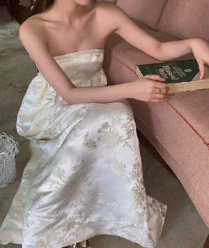 Tube top long skirt satin dress【H00048】