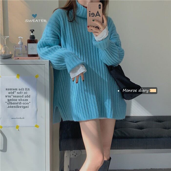 ブルーセーター レディースルーズコート オータムウィンタートップス 秋物 冬物 モンロー99961443321