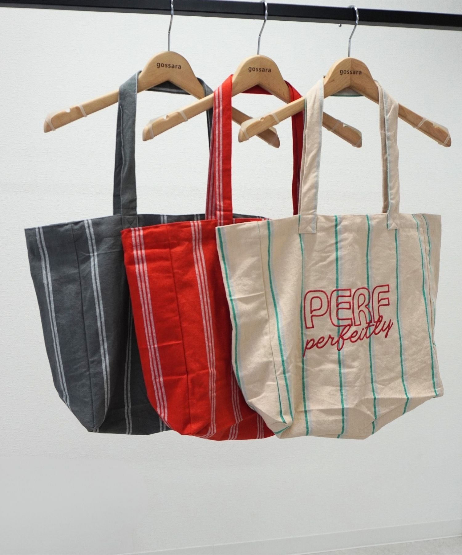 ロゴ刺繍ストライプトート 5724101(0702)