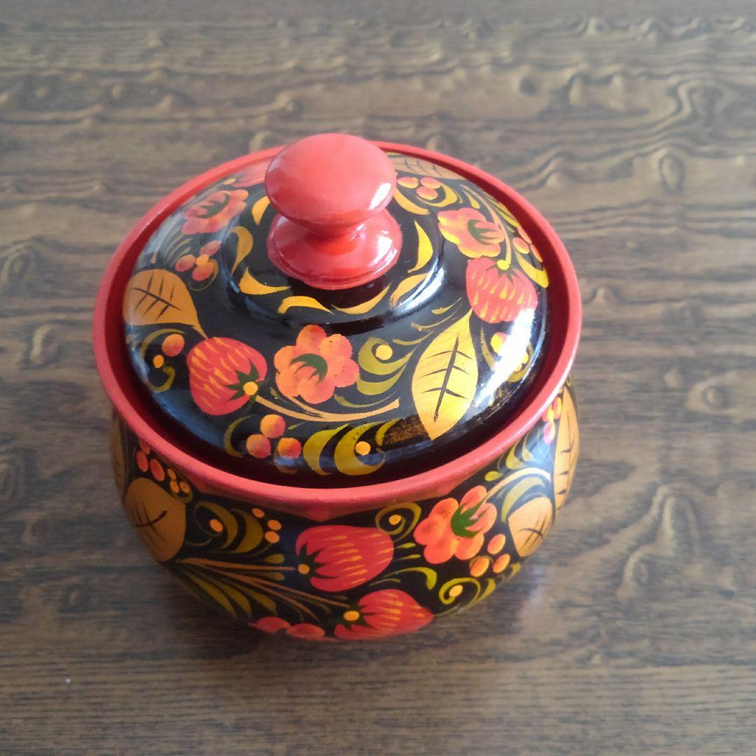 ロシアの伝統民芸品 ホフロマ塗り（木製漆器） - 食器
