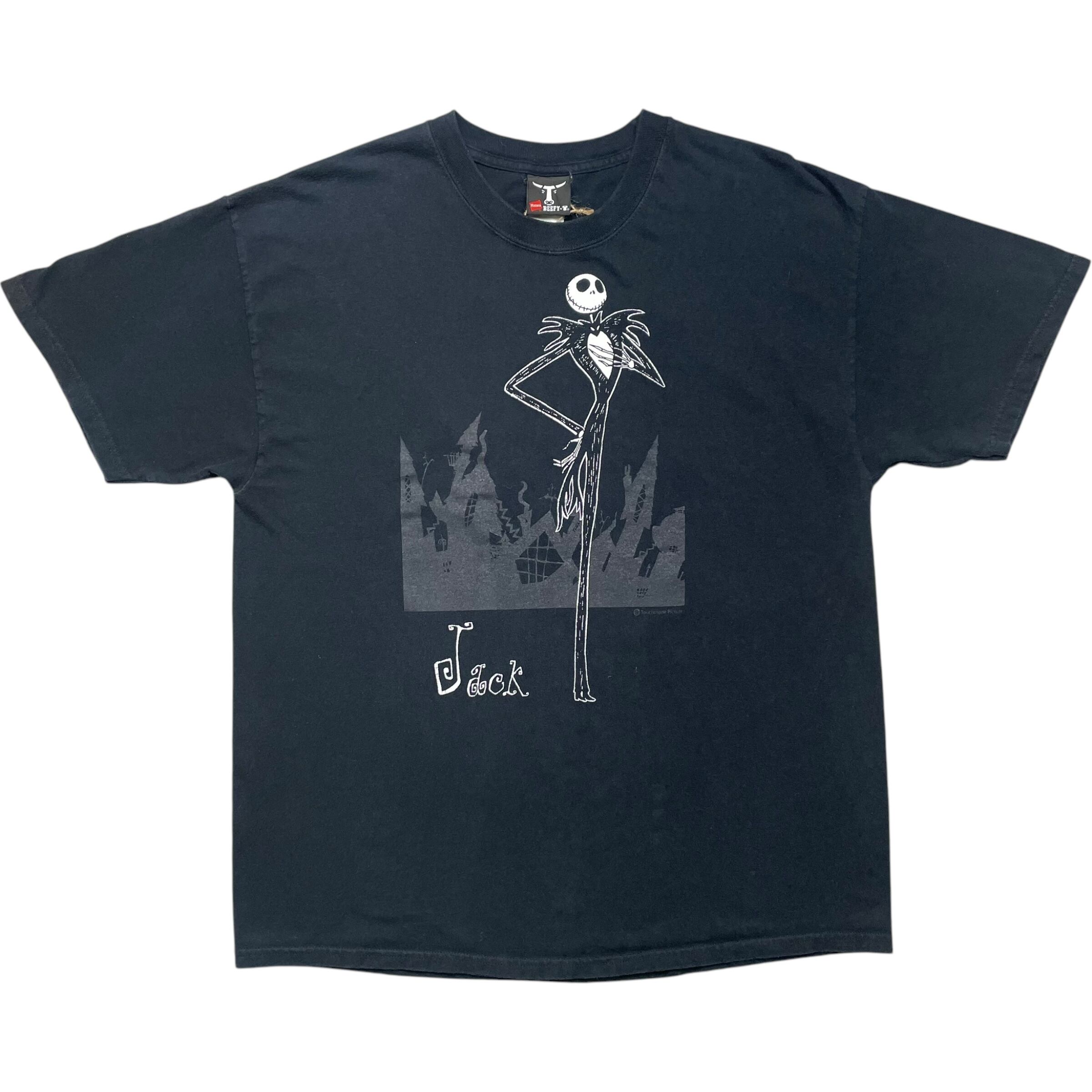 《L》Disney ディズニー Hanes ヘインズ Tシャツ ジャック・スケリントン プリント ブラック no.6799