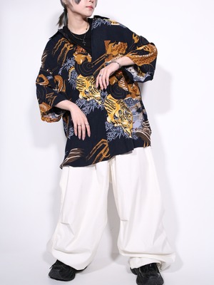 "虎×龍" over size rayon s/s shirt