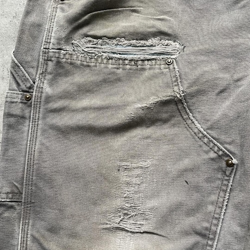 襤褸 USA生地製 グレー ダブルニー Carhartt B136 35×30 詳細写真11