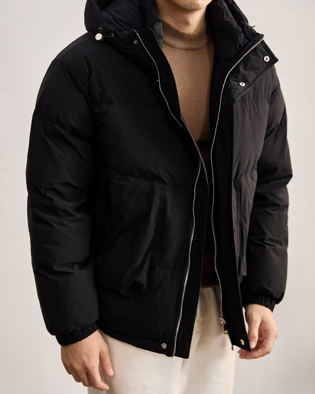 フード付き シンプル中綿ジャケット 3色 A0136