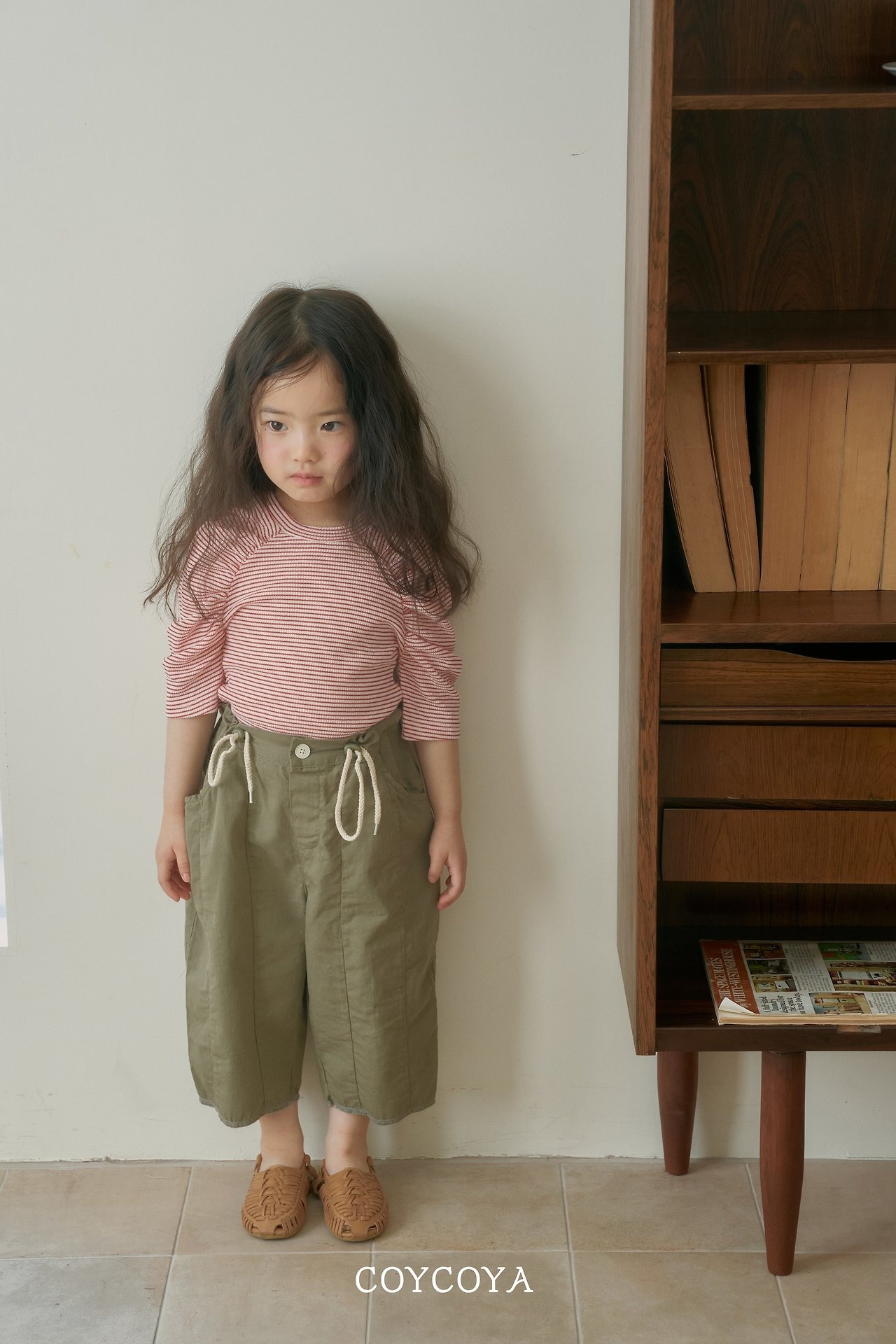 [COYCOYA] Balloon Shirred 3/4 Sleeve T-shirt / [코이코야] 벌룬셔링7부T